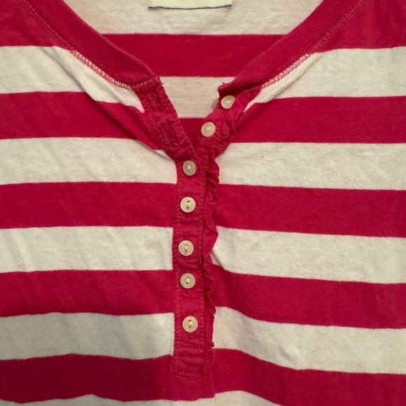 Abercrombie Kids girls pink stripe 3/4 cuff sleeve knit top M trendy 100% cotton - Picture 3 of 9